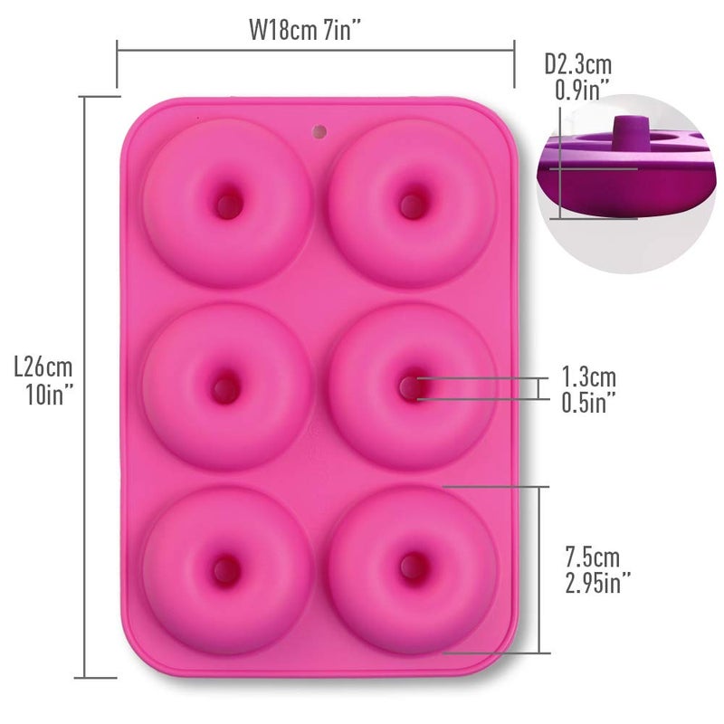 Cozihom 6-Cavity Silicone Donut Mold, Silicone Bagel Mold, Non-Stick Donut Mold, Food Grade Silicone, BPA Free, 3 Pcs - Image 5